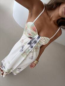 Aloruh Đầm hai dây xếp ly in hoa dành cho nữ, thích hợp cho kỳ nghỉ hè. - Nhiều màu - Xem 7