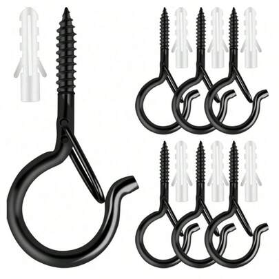 Heavy Duty Metal Screw Hooks - Suitable For Indoor/Outdoor Use, Great For Hanging Plants, LED Lights, Wind Chimes And Garage Decor