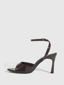 CUCCOO SZL 象牙色圆头蕾丝仿珍珠优雅婚礼派对高跟凉鞋，适合女士圣诞节、情人节、春季穿着 - 鏡面料咖啡 171 - 查看 4