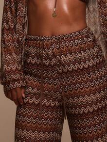 Musera Resort Pattern Drawstring Wide Leg Beach Cover Up Trousers Only Swim Vacation Holiday Summer Travel Beachwear Terra Sol Spring - Multicolor - View 5