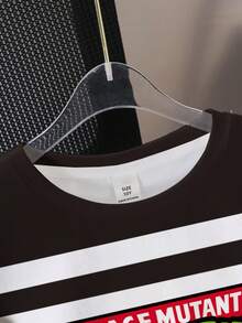 TEENAGE MUTANT NINJA TURTLES | SHEIN 青少年男童休闲时尚街头风卡通字母数字印花短袖T恤，夏季 - 白色 - 查看 3