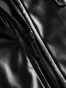 EASEVO Chaqueta con cremallera y bolsillo con solapa para hombre de talla grande, de verano y estilo urbano - Negro - Ver 5