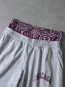 PAVTROS 男士豹纹字母印花连帽衫和运动裤休闲套装，情人节、春夏、送给男友的礼物、狂欢节、复古、街头风、派对、圣帕特里克节、外出 - 灰色 - 查看 4