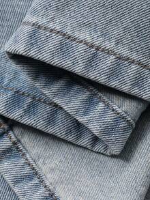 DAZY Young Girl' Denim Collared Short Sleeve Dress - Blue - View 9