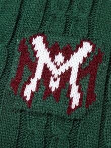 Aesthetic Post Áo khoác len nam màu xanh lá cây, Bộ đồ len nam, Áo len nam kiểu đan cáp, Áo khoác len nam màu xanh lá cây, Áo khoác len nam cổ chữ V. - Màu xanh lá cây đậm - Xem 4