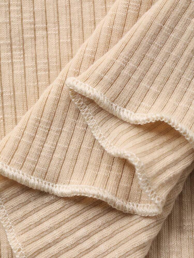 Knitted Sailor Collar Ruffle Trim Women Pajama Set