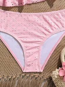 SHEIN Bộ bikini Tankini cho thiếu nữ, áo tắm kiểu yếm nhiều màu hồng họa tiết hoạt hình, áo yếm bằng vải jacquard khoét eo, áo hai mảnh, áo hai mảnh + quần tam giác, thời trang, giản dị, tinh tế, thanh lịch và nữ tính, thích hợp cho bơi lội, thích hợp cho kỳ nghỉ hè, bãi biển mùa hè, bờ biển, hồ bơi, tiệc mùa hè, kỳ nghỉ thư giãn, đồ bơi kín đáo, trang phục đi biển cho bé gái, đồ bơi đồng bộ cho thiếu nữ, đồ bơi màu hồng cho thiếu nữ. - Hồng - Xem 6
