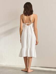 Ocili Women's Contrast Lace Ruffle Elegant Camisole Nightgown - White - View 5