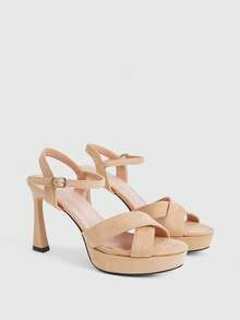 CUCCOO LuxiPop Giày sandal cao gót dành cho nữ - Màu be - Xem 3