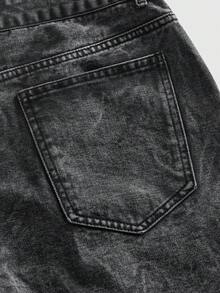 ROMWE MEN Men's 3D Pocket Cargo Denim Shorts Spring/Summer - Grey - View 5