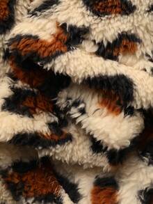 DAZY Women's Leopard Print Flannel Robe, Mid-Length With Shawl Collar, Winter - Beige - View 7