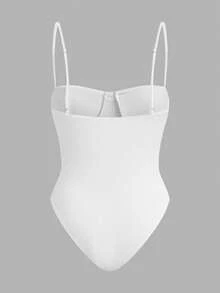 SHEIN EZwear 女士黑白针织吊带连体衣，修身款，夏季 - 彩色 - 查看 5