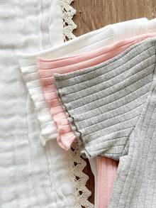 SHEIN Vintaside Kids Bộ 6 món cho bé gái, áo thun ngắn tay màu trơn và quần short cạp chun. - Nhiều màu - Xem 5