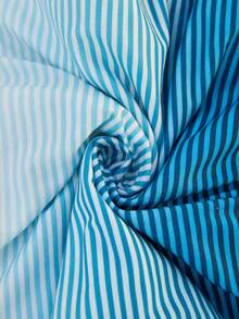 VIVINTIMO 男士條紋印花圓領休閑背心夏季，無袖圖形條紋藍色漸變背心適用於假期海灘 - 藍色 - 查看 4