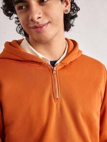 Open Phase 2件套男士秋冬休闲运动连帽套装 INS风，日常搭配，男友/老公礼物 - 橘色 - 查看 6