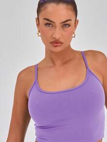 Musera Sport Áo thể thao hai dây crop top, thích hợp cho Padel, Tennis, Pickleball, tập gym, thể dục, mùa đông, Giáng sinh, mùa hè. - Màu tím  Violet - Xem 3