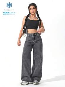SHEIN Unity Casual Straight Leg Loose Fit Jeans With Pockets - Grey - View 3