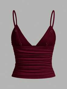 SHEIN EZwear Bộ 3 áo hai dây ôm dáng, xếp ly, có áo ngực tích hợp dành cho nữ, thích hợp cho mùa hè. - Nhiều màu - Xem 11