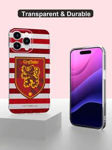 HARRY POTTER X SHEIN 1 ốp lưng điện thoại họa tiết sọc Gryffindor - Thiết kế sọc màu đỏ và vàng nổi bật với huy hiệu sư tử | Ốp lưng mềm trong suốt, chống sốc, thời trang | Tương thích với iPhone 17/17 Pro/17 Pro Max/Air & 16/15/14/13/12/11/Pro/Pro Max/X/XR/XS/XS Max/7/8/Plus - Trong sáng - Xem 7