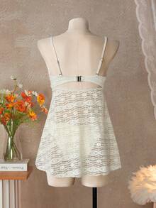 Bellisia Traje de baño de mujer con falda, de tela especial floral beige, para vacaciones y playa, primavera/verano 2022 - Beis - Ver 2