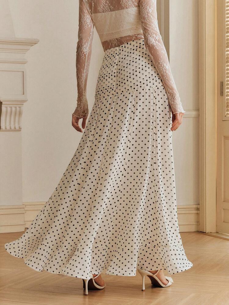 Elegant Polka Dot Print Design High-End Women's Skirt, Spring/Summer