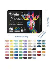 24/48/72 Color Acrylic Marker Pens, Rock Painting Kit Stone Paint Pens Set Ceramic, Glass, Wood, DIY Crafts Drawing Art Craft School Supplied Back To School - Double-ended acrylic pen - View 20