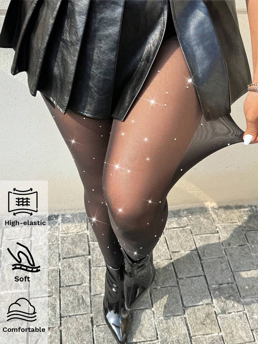 GalTyme Quần legging lưới xuyên thấu gợi cảm dành cho phụ nữ cỡ lớn - màu đen - Xem 1