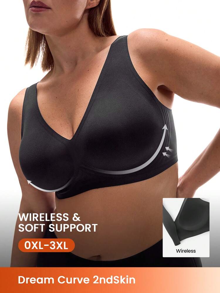 Plus Dream Curve 2ndSkin Wireless Seamless Plunge Lounge Bra