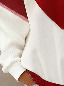 EMERY ROSE 情人节热门心形图案领结 3D 花朵休闲常规女式卫衣 - 紅色 - 查看 4