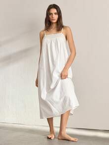 Ocili Women's Loose Fit Hollow Out Embroidery Camisole Dress, Loungewear - White - View 1