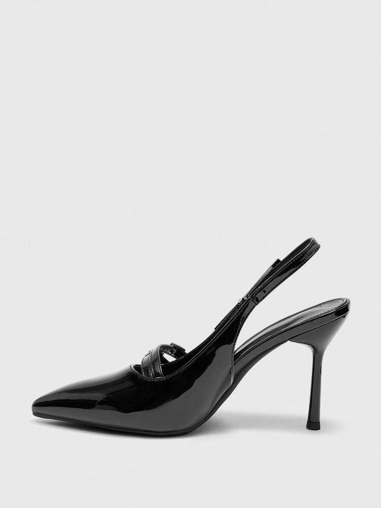 CUCCOO BIZCHIC French Metal Buckle Elegant High Heel Sandals, Multi-Metal Strap Decor Design, Suitable For Working Women's Daily Commute, As Well As Semi-Formal Occasions Like Business Meetings And Small Gatherings