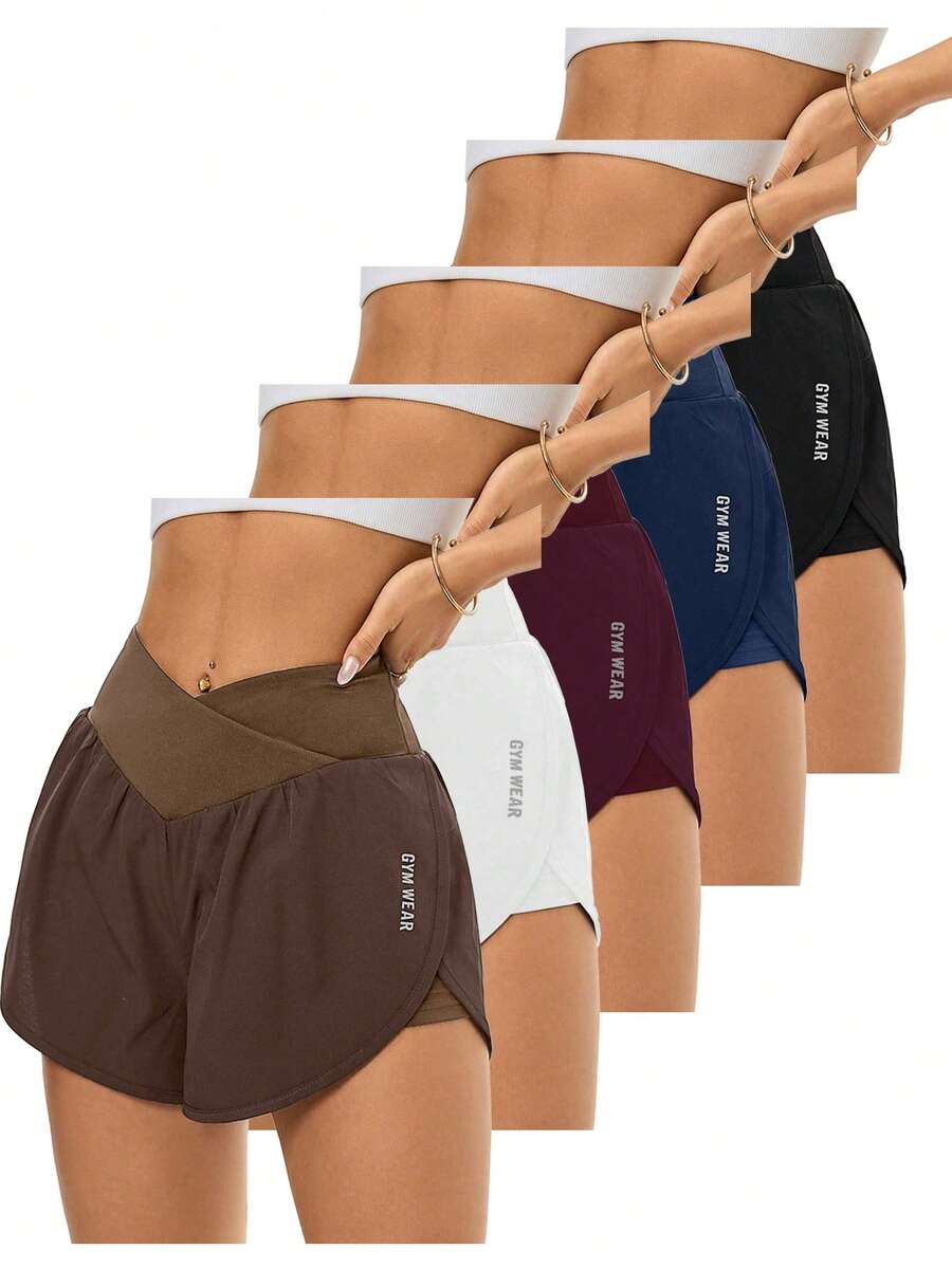 Core Rhythm Casual Versatile Asymmetrical Yoga Shorts Athletic Shorts Loose Workout Shorts Brown Workout Shorts - Brown - View 1