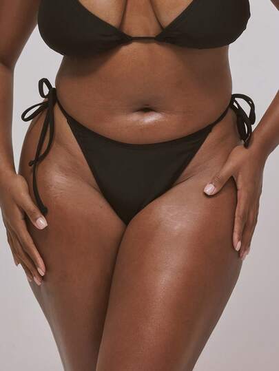 MUSERA 大码丁字裤后背系带比基尼泳裤（仅限泳装）度假休闲夏季旅行沙滩装基础款