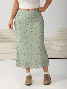 Solflare Váy dài in hoa xanh bạc hà cỡ lớn cho kỳ nghỉ hè - Màu xanh Bạc hà - Xem 5