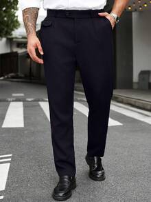 Manfinity Mode Plus Size Men's Solid Color Pocket Straight Loose Casual Pants