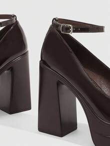 CUCCOO SZL Giày cao gót đế dày màu đỏ rượu vang dành cho nữ, kiểu dáng thời trang, thích hợp cho mùa xuân, kỳ nghỉ xuân, lễ Phục sinh, dạ hội, Giáng sinh và Ngày Valentine. - Cà phê nâu - Xem 8