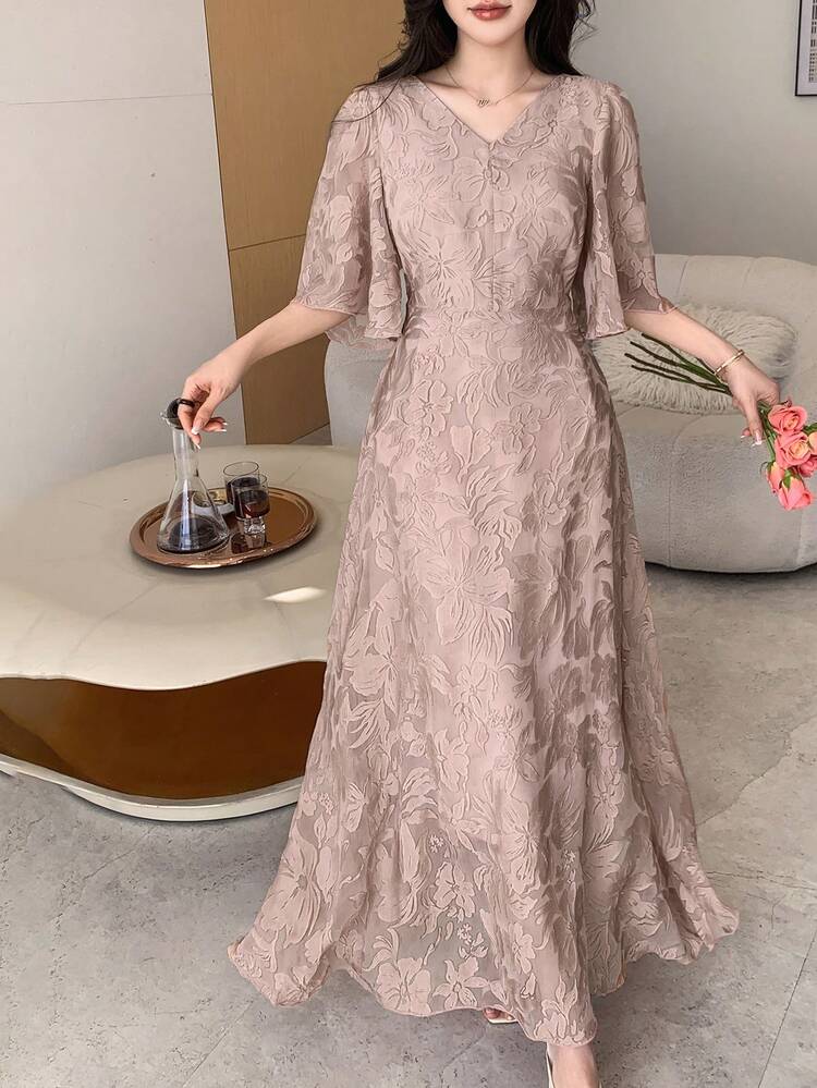 Elegant Long Dress For Women, Textured Fabric, Suitable For Spring/Summer, Weddings, Parties, Formal Occasions, Commuting Sun Dresses For Women