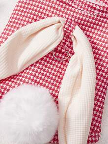 PETSIN 宠物秋冬格子外套，可爱兔耳朵配天鹅绒背心泰迪熊吊带衫，小型犬幼犬服装 - 彩色 - 查看 8