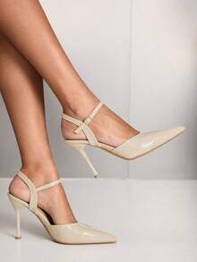 CUCCOO SZL Women Shoes Women's Pointed Thin High Heel Apricot Women's High Heel Shoes Ankle Strap Backempty Shoes Fashion Sexy Party Banquet Nightclub Fashion Simple High Heel Women's Shoes Valentine's Day