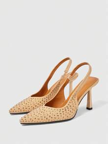 Sleekvia Women's Fashionable Elegant Pointed High Heel Pump Shoes With Rhinestone Design Spring Shoes Spring Break Easter Prom Heels For Christmas - Gold - View 10