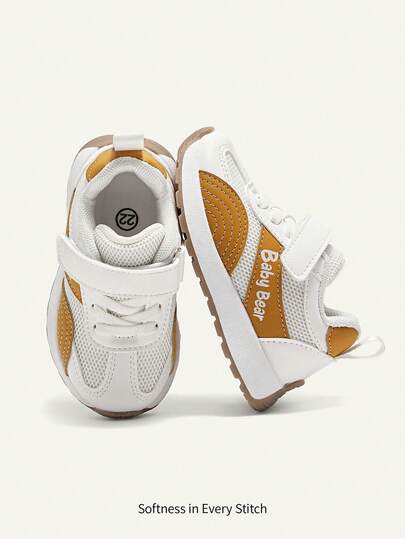 Cozy Pixies 一双春夏时尚百搭、趣味可爱、撞色棕白软底平底婴儿运动鞋，学院风户外玩耍旅行两相宜。