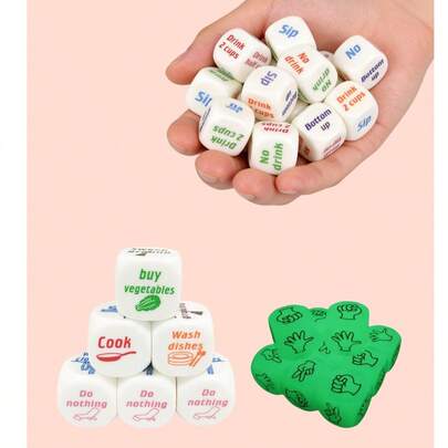 MINKOJA 10 Pcs Household & Drinking Game Dice Set,Dice Set,Friend Gatherings,Couple Games,Family Parties,Easter,Easter Gift,Childen's Day,Party Games,Dices Games