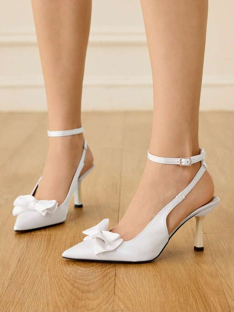 CUCCOO HITCHD Women's Elegant Pointed Toe High Heel Shoes With Layered Bow Ankle Wrap Design, Romantic And Sweet Wine Red Heels For Dates, Afternoon Tea, Work Spring Shoes Spring Break Easter Prom Heels For Christmas Valentine's Day Elegant Shoes