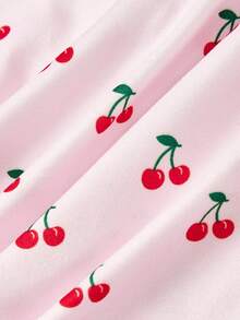 SHEIN MOD 三件套樱桃印花吊带背心套装，蕾丝边饰蝴蝶结，田园可爱风，复古浪漫风，适合花园茶会、约会、女士春夏装、春假度假等场合。 - 彩色 - 查看 4