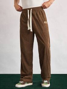 Open Phase Men's Casual Straight Leg Corduroy Pants, Personalized Printed, Loose Fit, Versatile, Suitable For Spring And Autumn Relaxed Fit For Men ,Summer Holiday Outfits - Coffee Brown - View 7