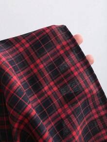 Sweetra Elegant Plaid Pleated Waist Mini Dress - Red - View 6