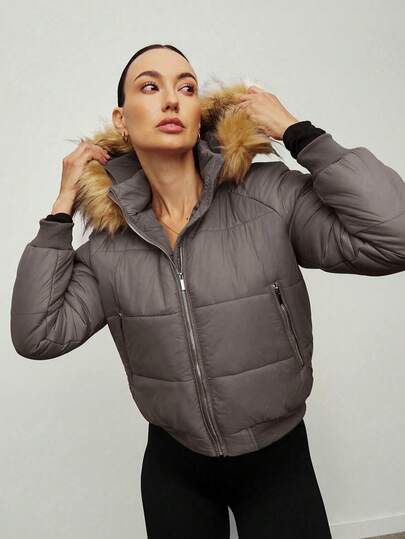 Activina Vinterskarvning för damer Långärmad dragkedjekrage Casual Parkajacka i bomull med huva