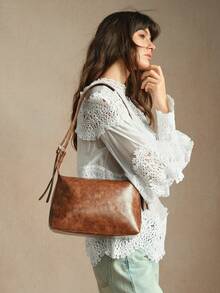 SHECARRY Chic & Sexy Style New Fashion Large Capacity Minimalist Underarm Bag, Summer High-End Rivet Pillow Bag - Brown - View 7