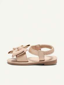 Cozy Pixies 1 Pair Of Summer Cute Girl Fun Princess Outdoor Big Bow Idyllic Vacation Fashion Versatile Party Party Children Flat Sandals - Apricot - View 3