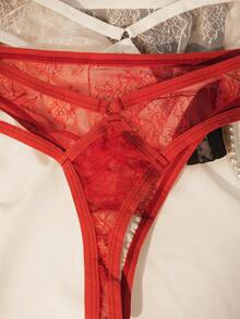 3件套女士时尚性感蕾丝丁字裤 - 彩色 - 查看 5